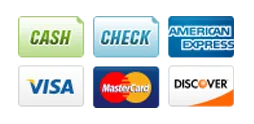 Cash, check, American Express, Visa, MasterCard, Discover